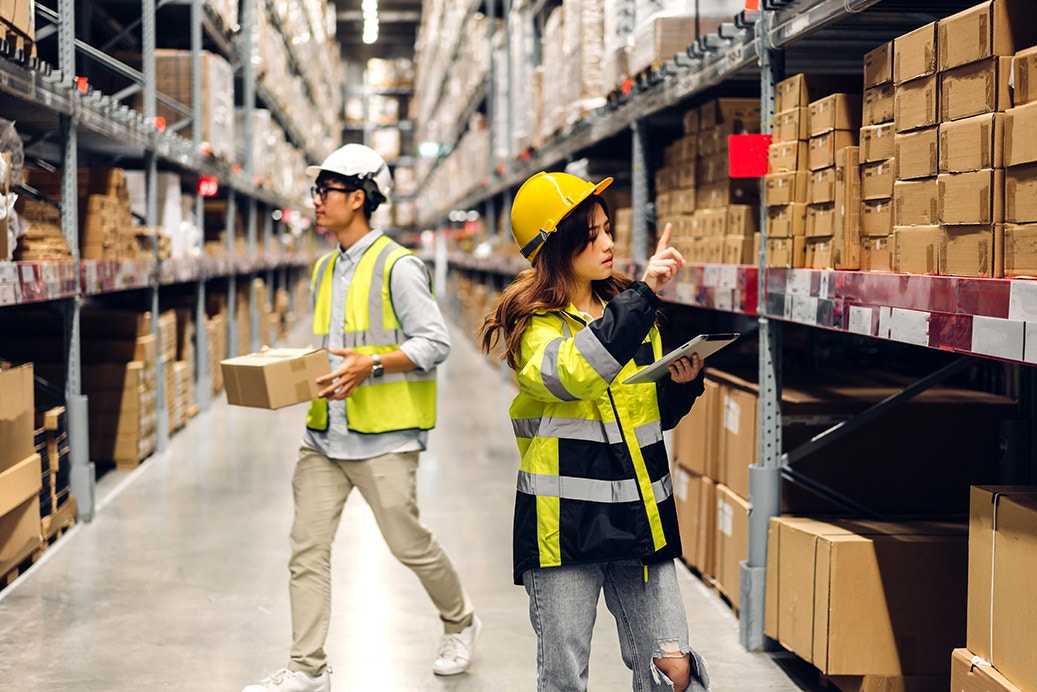 checking goods and supplies on shelves