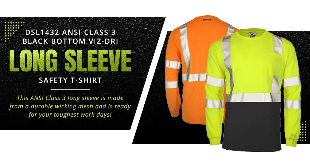DOME75 Dynamic Series DSL1432 ANSI Class 3 Black Bottom Viz-Dri Long Sleeve Safety Shirt