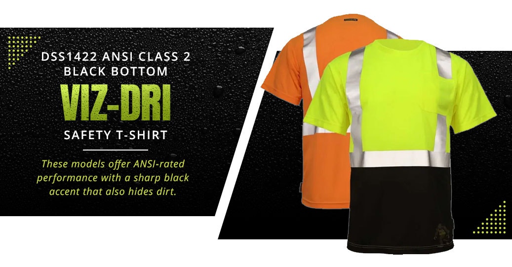 DOME75 Dynamic Series DSS1422 ANSI Class 2 Black Bottom Viz-Dri Safety T-Shirt