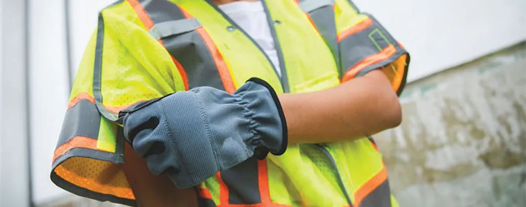 woman examining Safety Vest